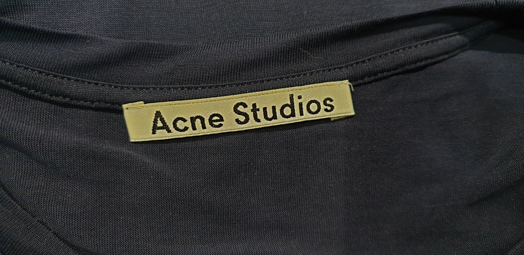 ACNE STUDIOS Womens Navy Blue Lyocell Semi Sheer Short Sleeve T-Shirt Tee Top XS