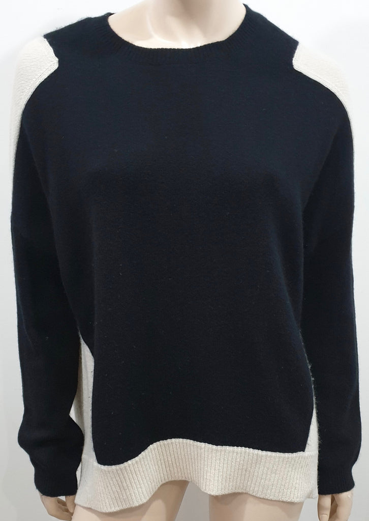 SCHUMACHER Black & Cream Cashmere Colour Block Wide Width Jumper Sweater 2; M/L