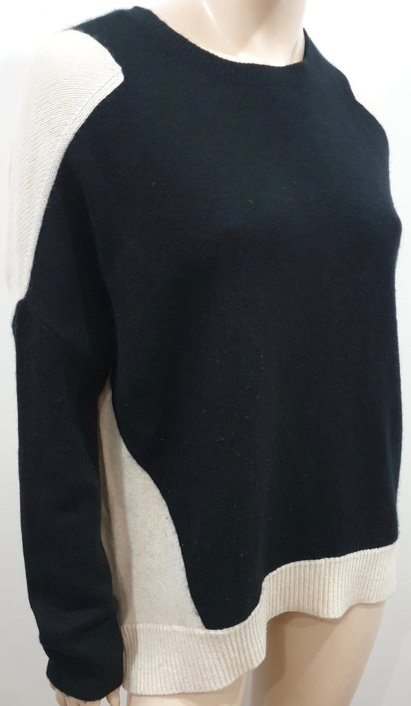 SCHUMACHER Black & Cream Cashmere Colour Block Wide Width Jumper Sweater 2; M/L