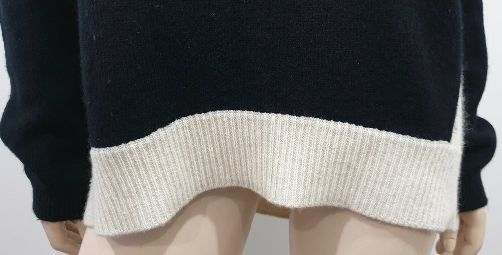SCHUMACHER Black & Cream Cashmere Colour Block Wide Width Jumper Sweater 2; M/L