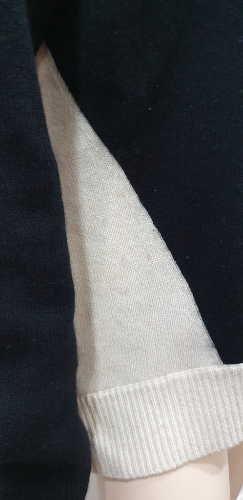 SCHUMACHER Black & Cream Cashmere Colour Block Wide Width Jumper Sweater 2; M/L