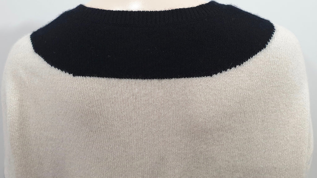 SCHUMACHER Black & Cream Cashmere Colour Block Wide Width Jumper Sweater 2; M/L
