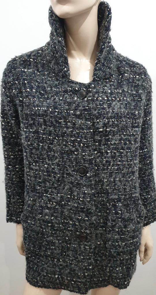 ISABEL MARANT ETOILE Grey Multi Colour Wool Chunky Bobbled Knit Cardigan 1; S