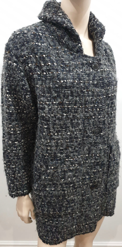 ISABEL MARANT ETOILE Grey Multi Colour Wool Chunky Bobbled Knit Cardigan 1; S