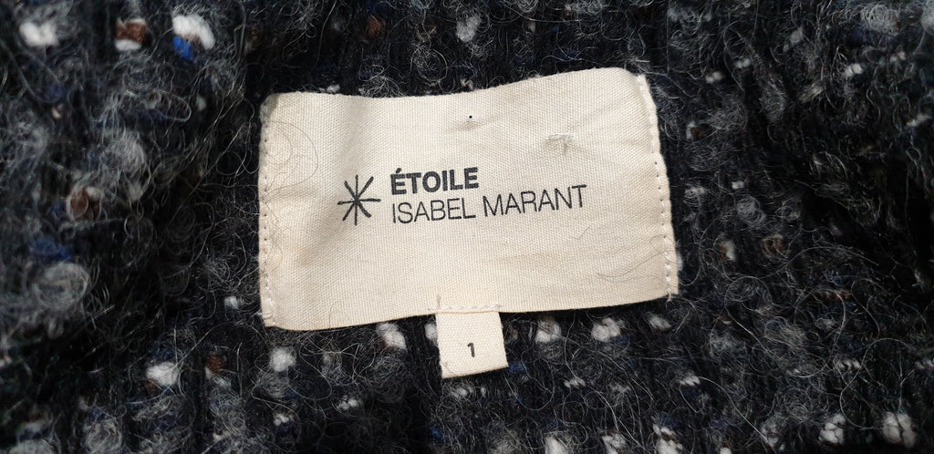 ISABEL MARANT ETOILE Grey Multi Colour Wool Chunky Bobbled Knit Cardigan 1; S