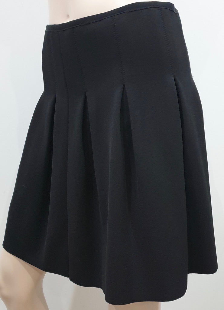 T ALEXANDER WANG Women's Black Neoprene Box Pleated Short Length Mini Skirt L