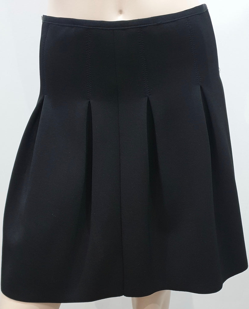 T ALEXANDER WANG Women's Black Neoprene Box Pleated Short Length Mini Skirt L