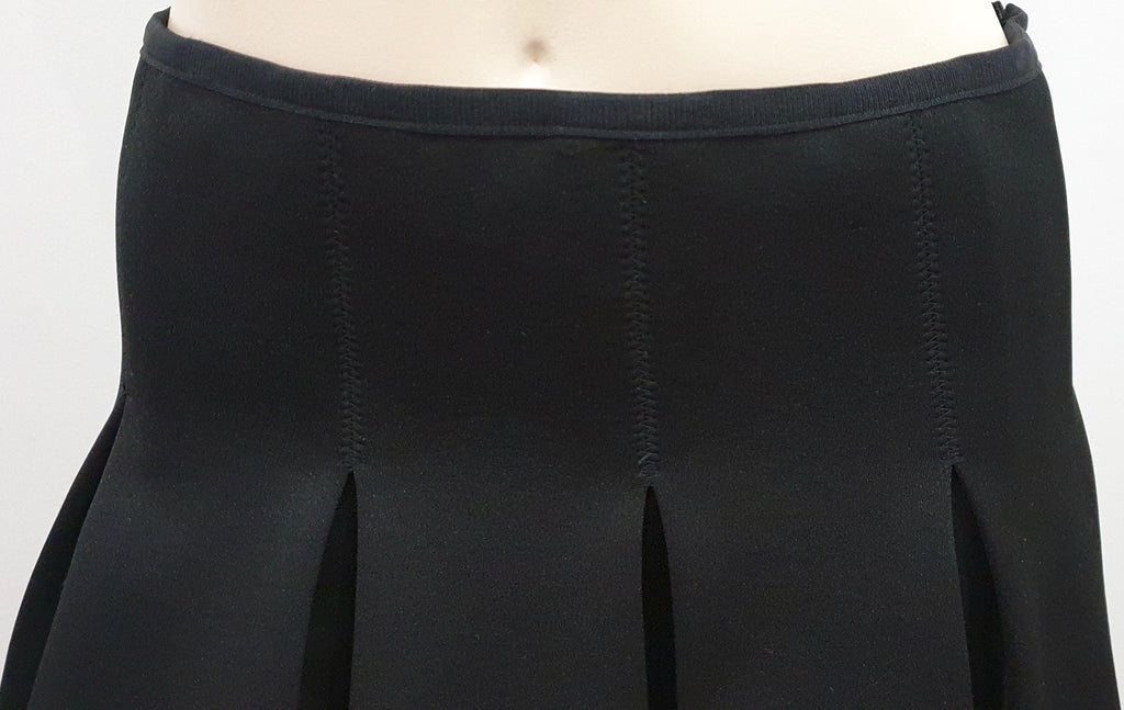 T ALEXANDER WANG Women's Black Neoprene Box Pleated Short Length Mini Skirt L