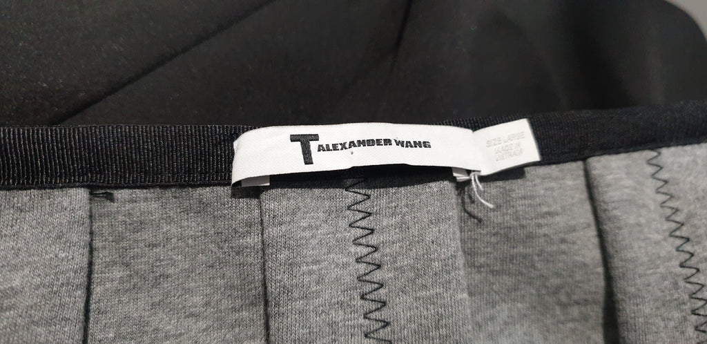 T ALEXANDER WANG Women's Black Neoprene Box Pleated Short Length Mini Skirt L