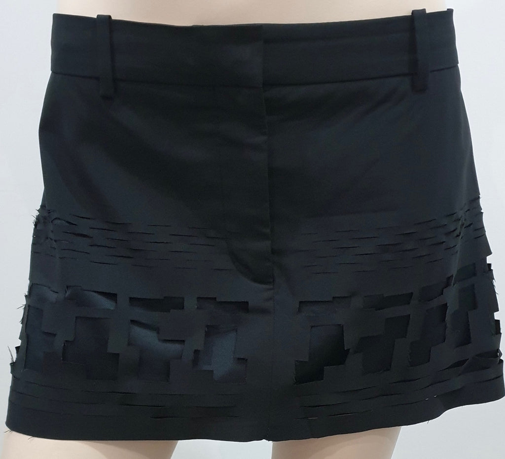 ACNE Women's Black Wool Blend FRAY LAZER Short Length Lined Mini Skirt 38 UK12