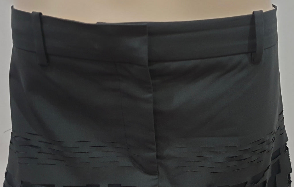 ACNE Women's Black Wool Blend FRAY LAZER Short Length Lined Mini Skirt 38 UK12