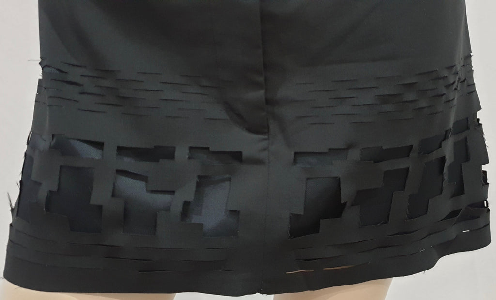 ACNE Women's Black Wool Blend FRAY LAZER Short Length Lined Mini Skirt 38 UK12