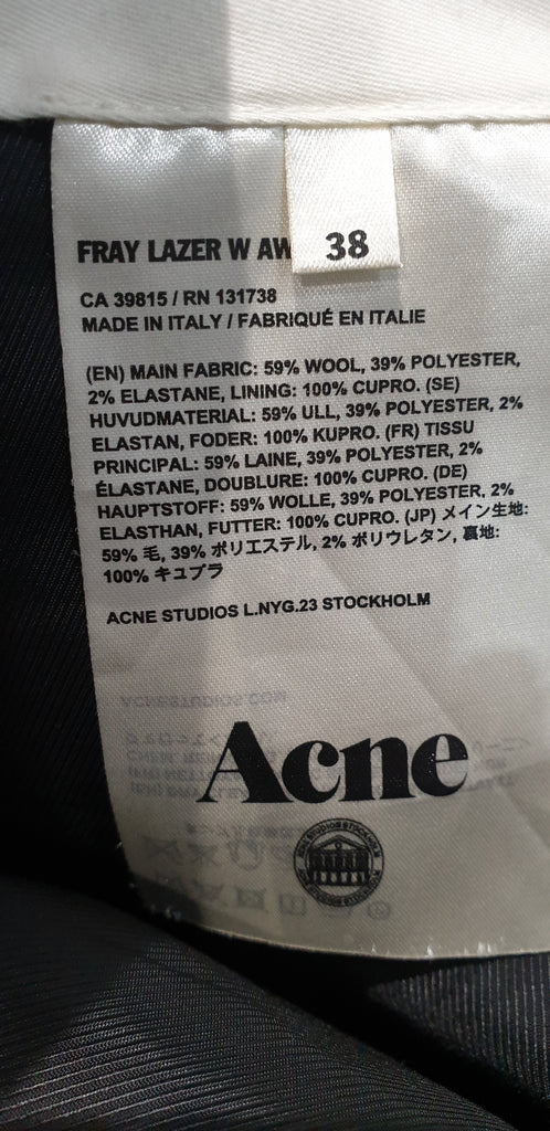 ACNE Women's Black Wool Blend FRAY LAZER Short Length Lined Mini Skirt 38 UK12