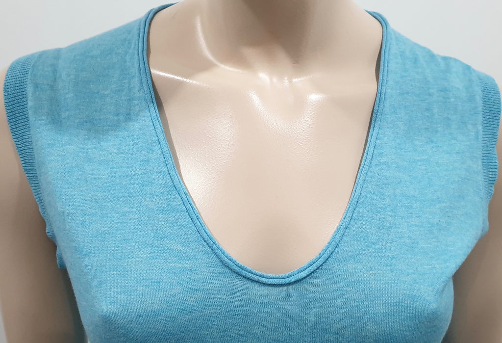 ZADIG & VOLTAIRE Turquoise Aqua Cotton ART Sleeveless T-Shirt Tank Vest Top