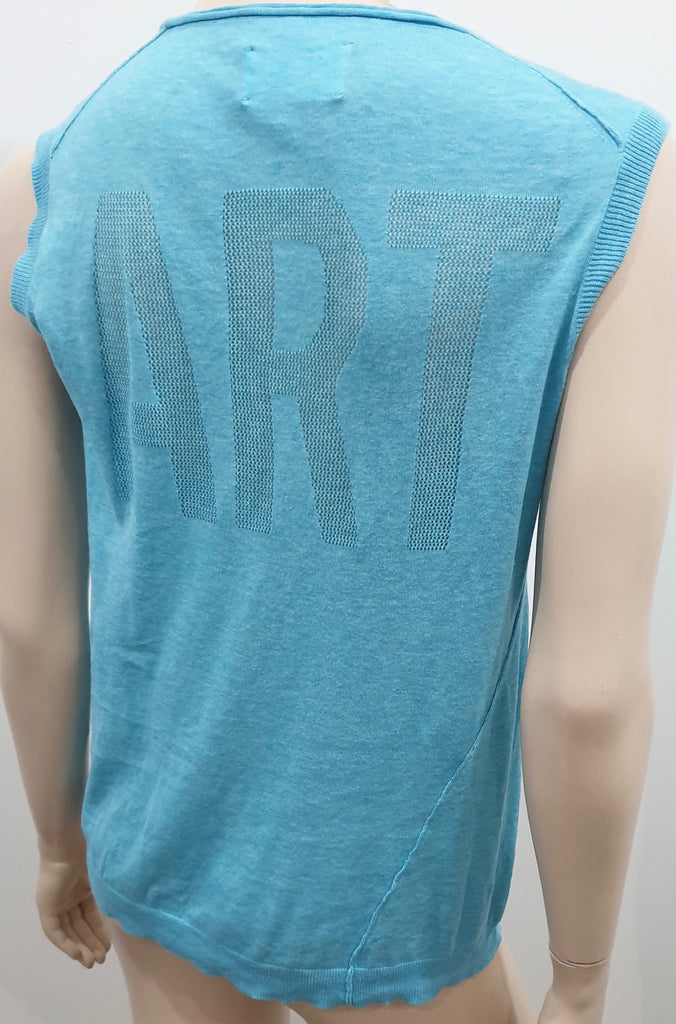 ZADIG & VOLTAIRE Turquoise Aqua Cotton ART Sleeveless T-Shirt Tank Vest Top