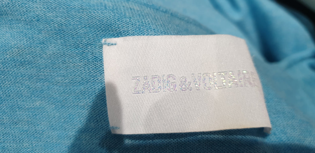 ZADIG & VOLTAIRE Turquoise Aqua Cotton ART Sleeveless T-Shirt Tank Vest Top