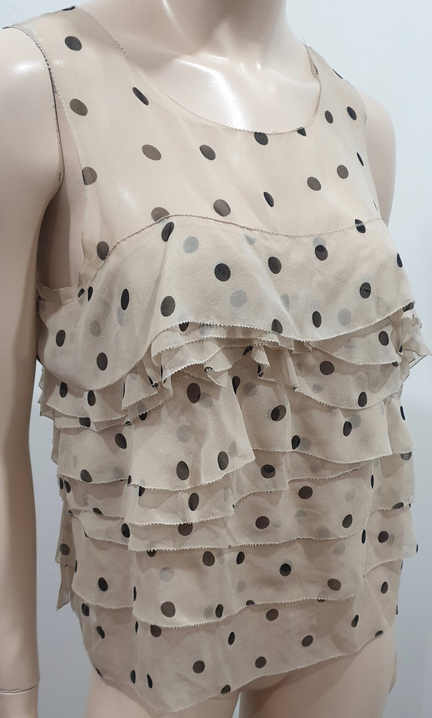 3.1 PHILLIP LIM Blush Sheer Silk Chiffon Polka Dot Sleeveless Tiered Ruffle Top