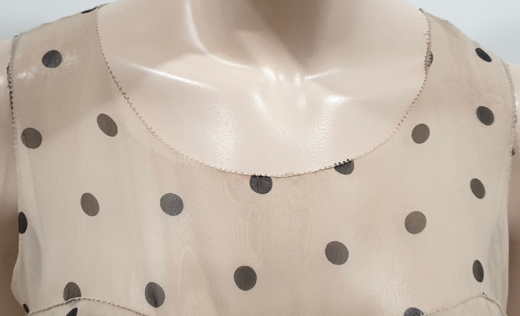 3.1 PHILLIP LIM Blush Sheer Silk Chiffon Polka Dot Sleeveless Tiered Ruffle Top