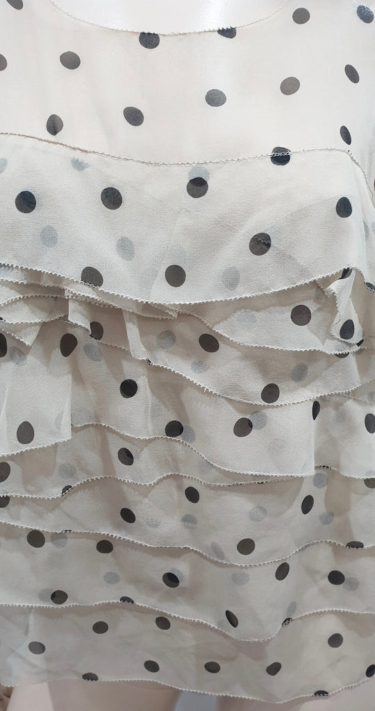 3.1 PHILLIP LIM Blush Sheer Silk Chiffon Polka Dot Sleeveless Tiered Ruffle Top