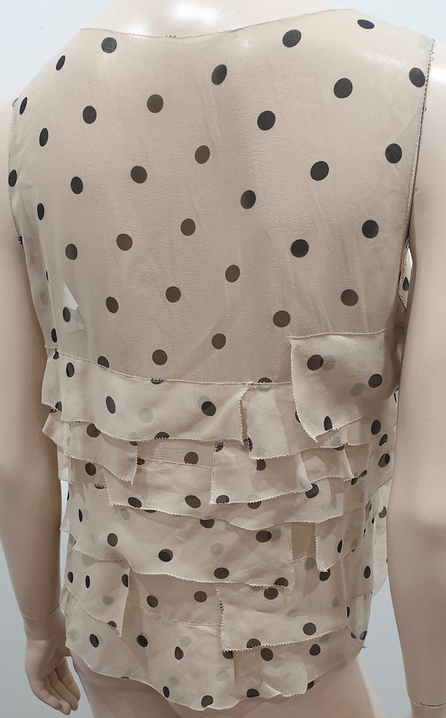 3.1 PHILLIP LIM Blush Sheer Silk Chiffon Polka Dot Sleeveless Tiered Ruffle Top