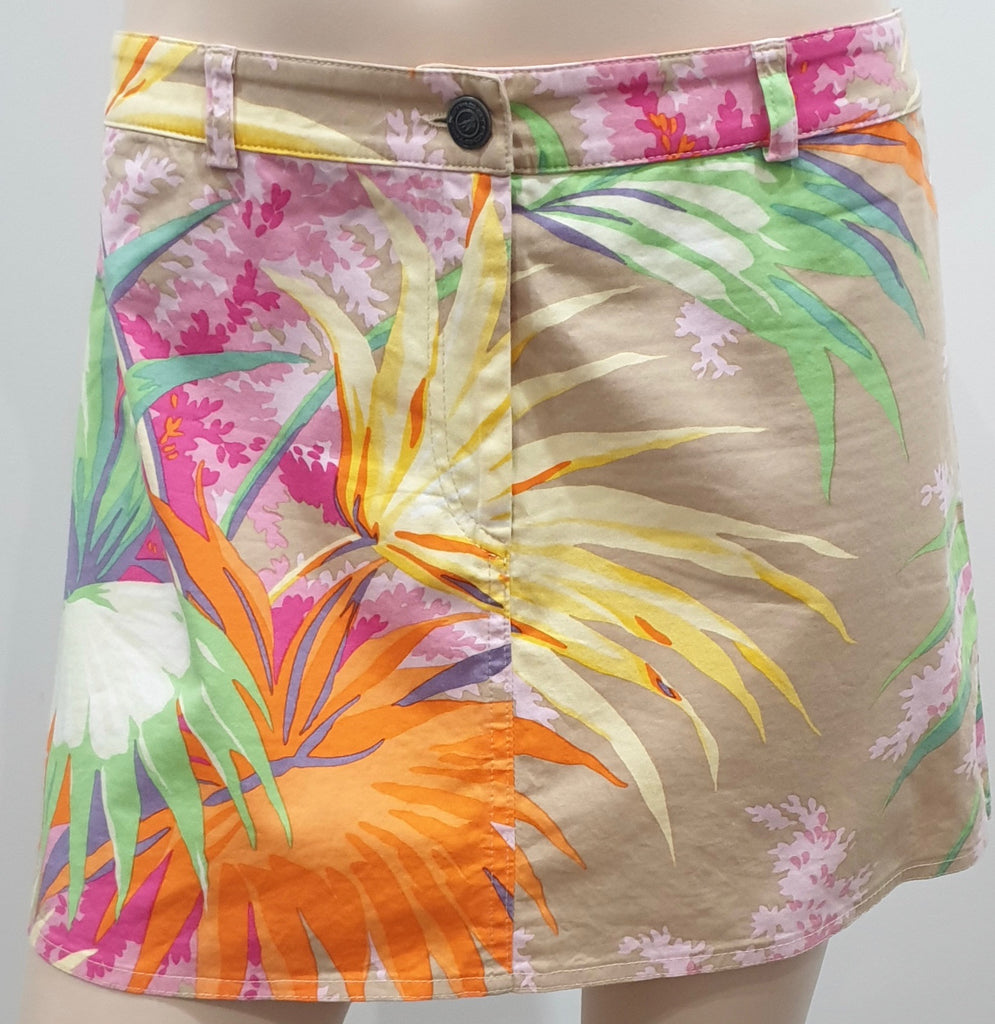 ETRO MILANO Multi Colour Cotton Blend Bold Floral Print Short Mini Skirt 44 UK12