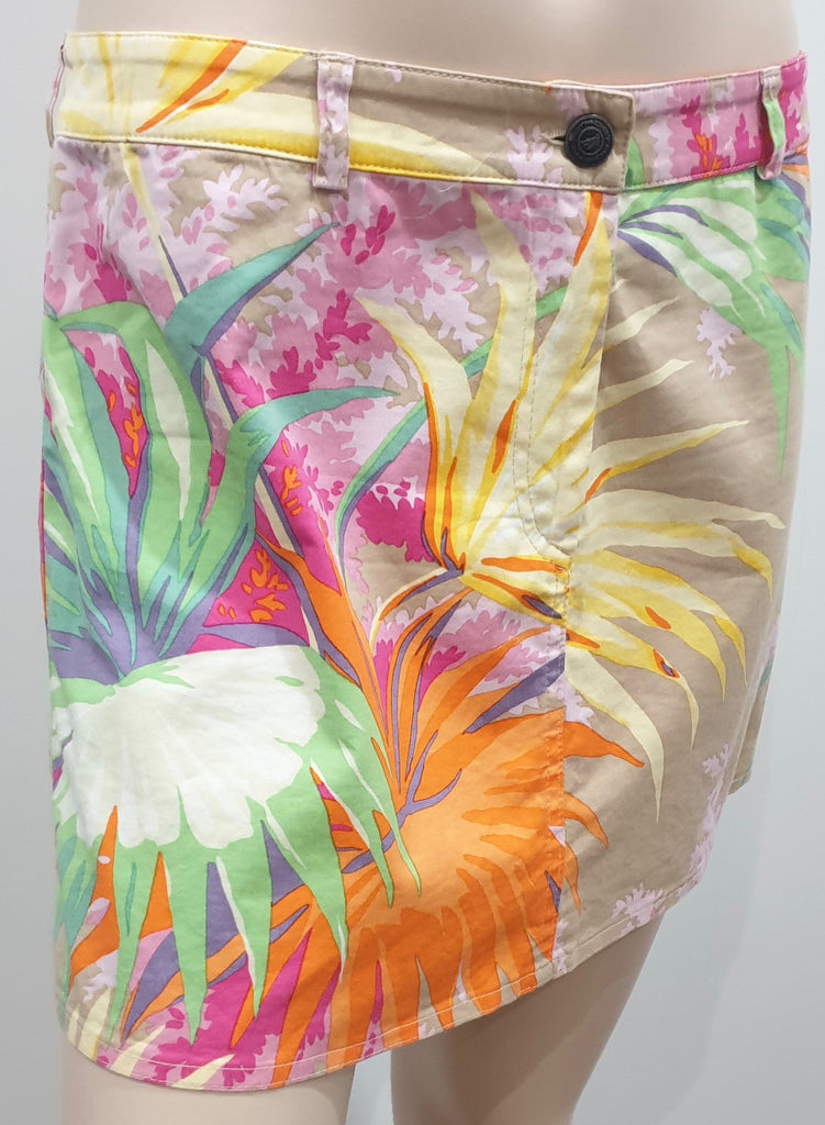 ETRO MILANO Multi Colour Cotton Blend Bold Floral Print Short Mini Skirt 44 UK12