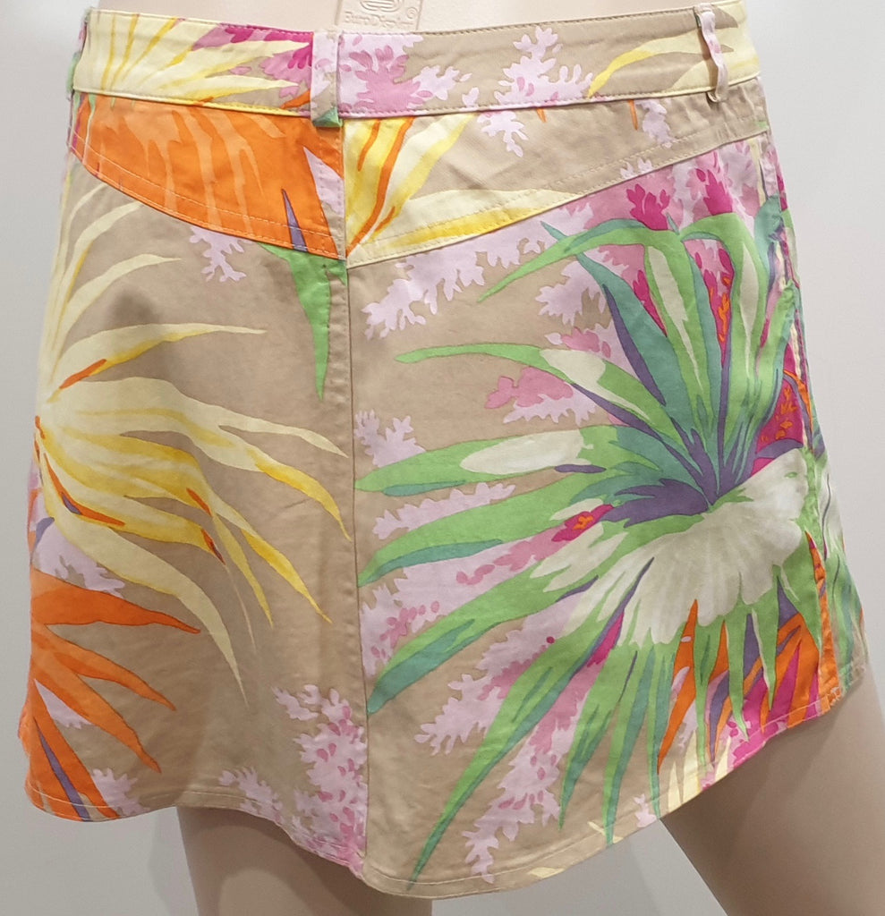 ETRO MILANO Multi Colour Cotton Blend Bold Floral Print Short Mini Skirt 44 UK12