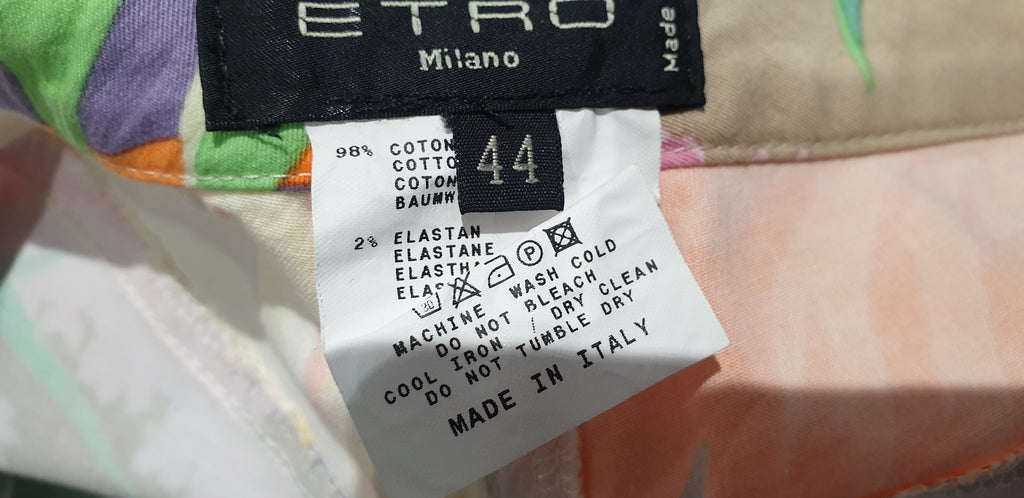 ETRO MILANO Multi Colour Cotton Blend Bold Floral Print Short Mini Skirt 44 UK12