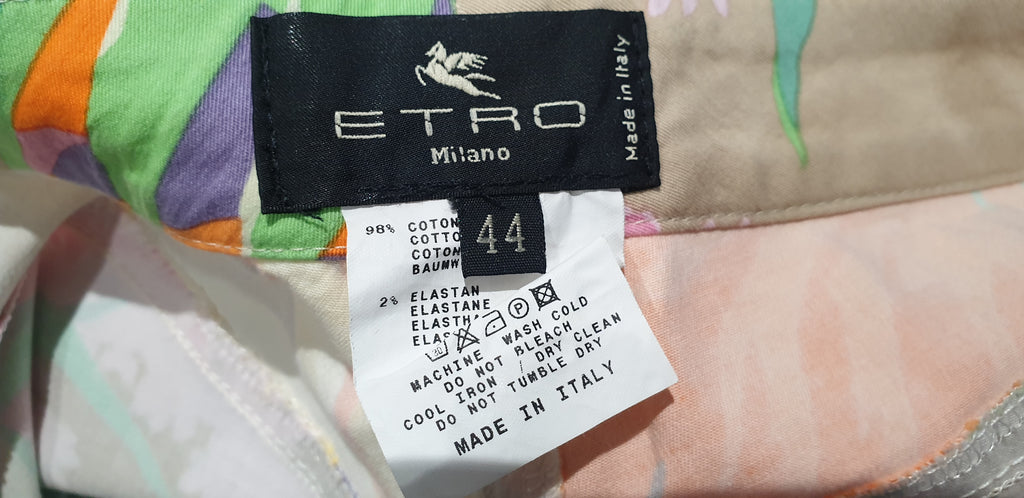 ETRO MILANO Multi Colour Cotton Blend Bold Floral Print Short Mini Skirt 44 UK12