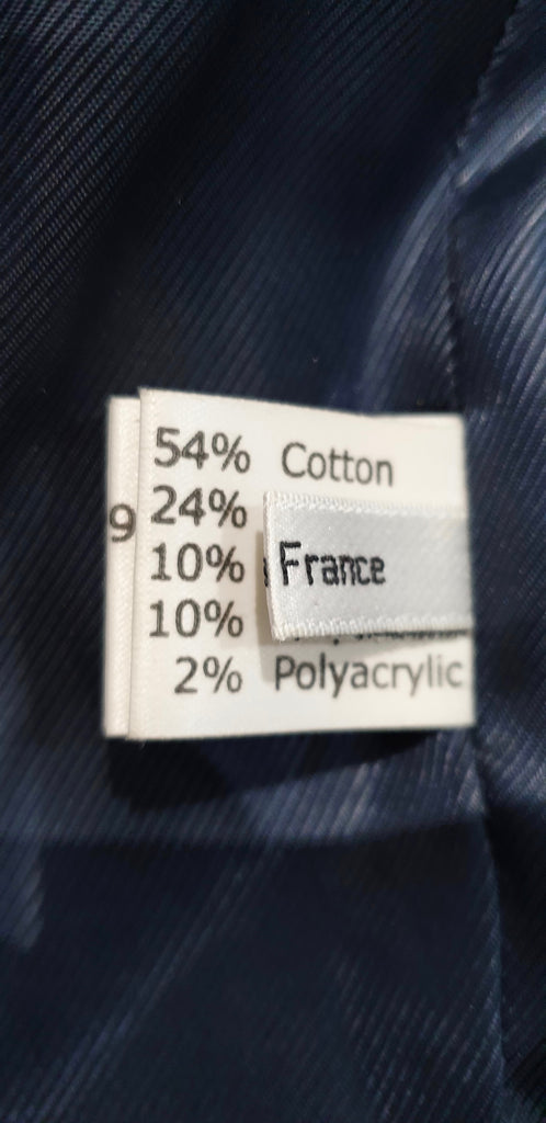 ROLAND MOURET Midnight Blue Black Textured Sheer Panelled Sleeveless Top UK12