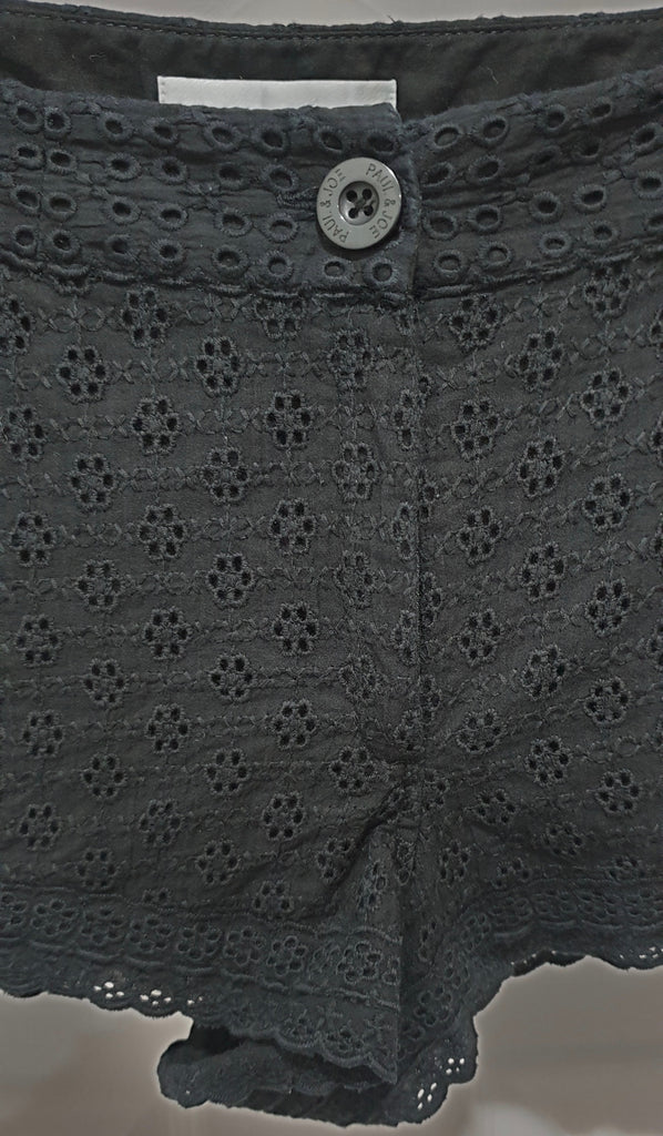 PAUL & JOE Black 100% Cotton Floral Embroidered Lined Shorts Hot Pants 40 UK12