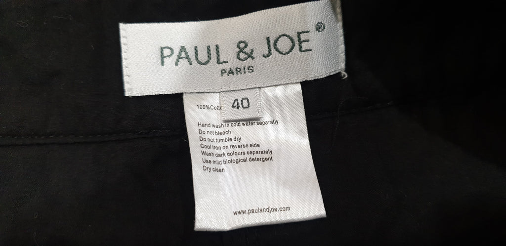 PAUL & JOE Black 100% Cotton Floral Embroidered Lined Shorts Hot Pants 40 UK12