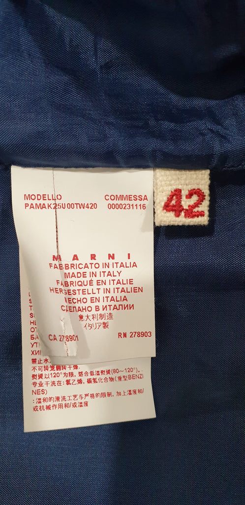 MARNI Royal Blue Virgin Wool Lined Formal Tapered Crop Leg Trousers Pants 42 /10