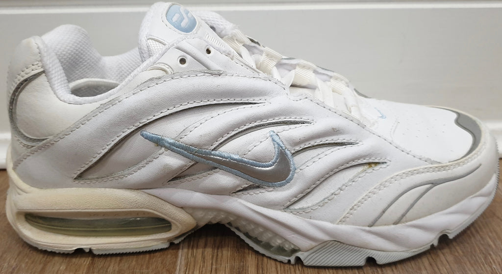 NIKE MAX AIR Women's White Blue Grey Leather & Fabric Sneakers Trainers 39 UK5.5