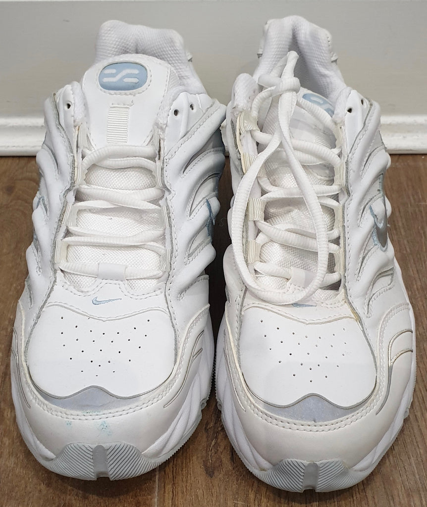 NIKE MAX AIR Women's White Blue Grey Leather & Fabric Sneakers Trainers 39 UK5.5