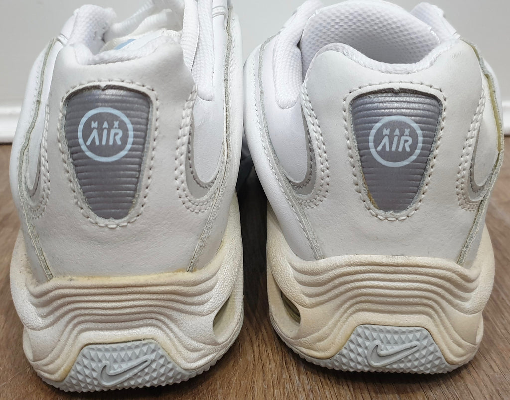 NIKE MAX AIR Women's White Blue Grey Leather & Fabric Sneakers Trainers 39 UK5.5