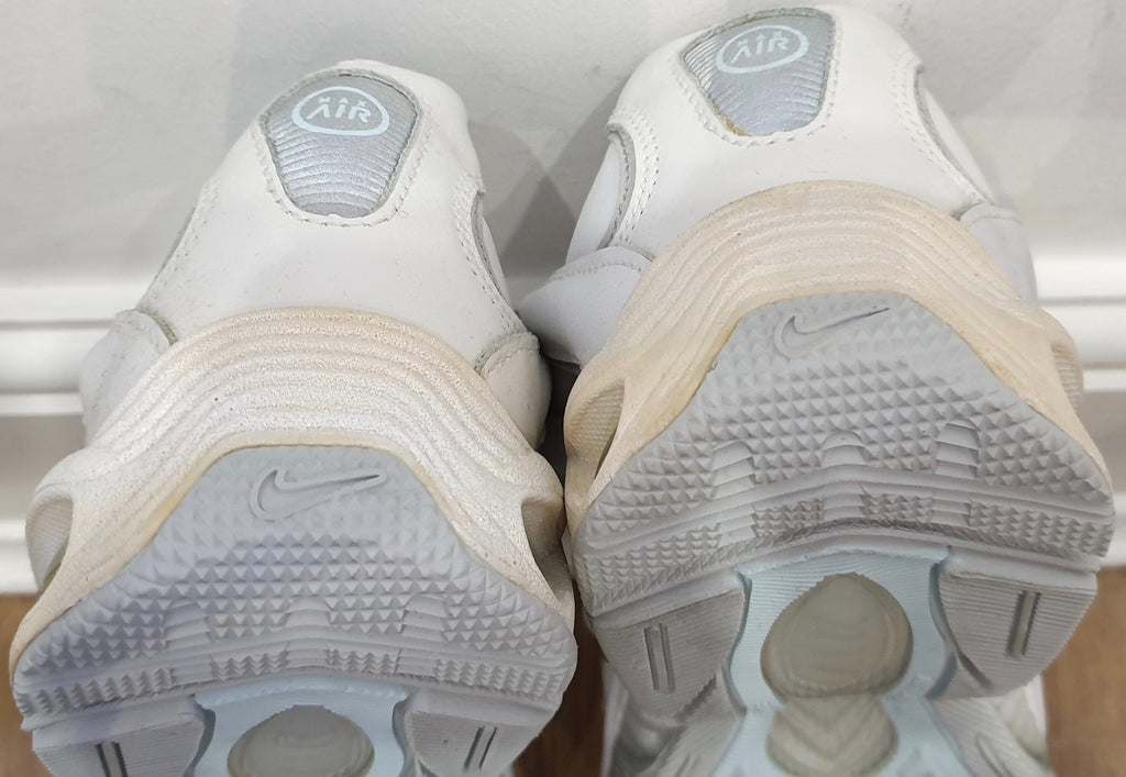 NIKE MAX AIR Women's White Blue Grey Leather & Fabric Sneakers Trainers 39 UK5.5