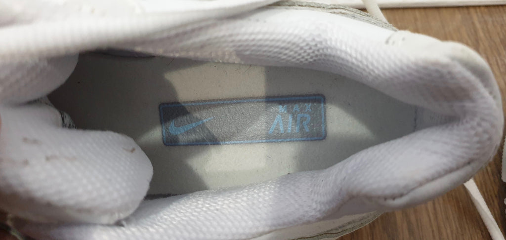 NIKE MAX AIR Women's White Blue Grey Leather & Fabric Sneakers Trainers 39 UK5.5