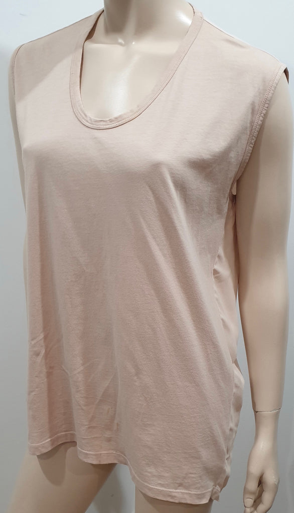 TOMAS MAIER Pale Pink Cotton Blend Round Neck Sleeveless Cami Vest Top M