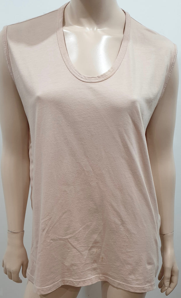 TOMAS MAIER Pale Pink Cotton Blend Round Neck Sleeveless Cami Vest Top M