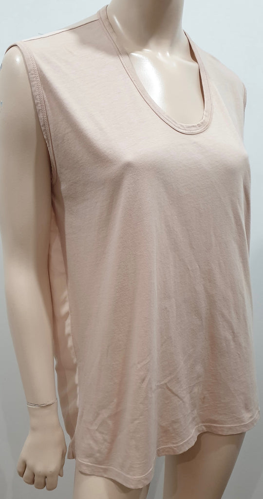 TOMAS MAIER Pale Pink Cotton Blend Round Neck Sleeveless Cami Vest Top M