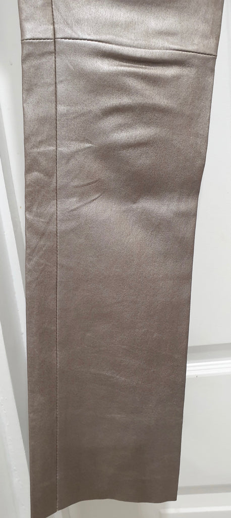 JITROIS Silver Metallic Leather Stretch Pleated Slim Fit Trousers Pants 40 UK10