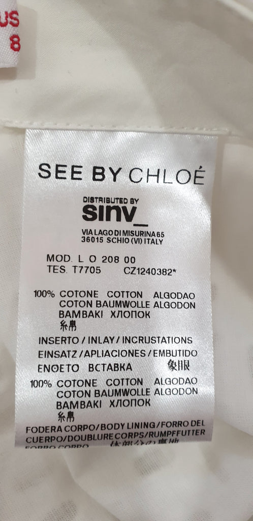 SEE BY CHLOE White Cotton Perforated Embroidered Partial Lined Shorts UK12