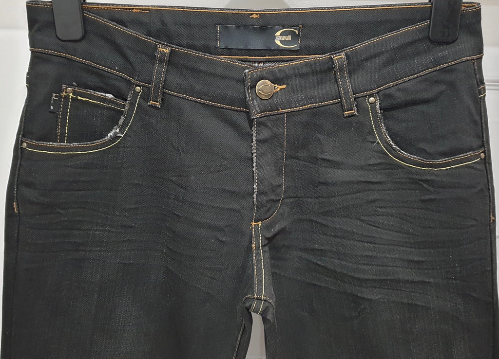 JUST CAVALLI Blue Cotton Blend Flare Bootcut Branded Denim Jeans Pants 28/42