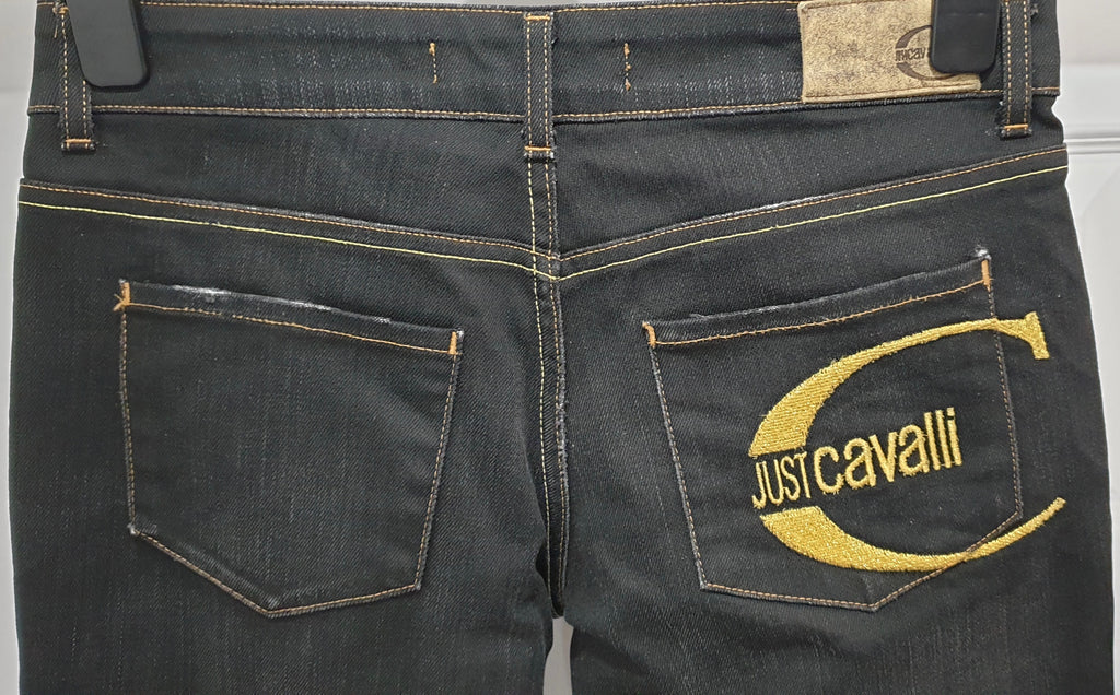 JUST CAVALLI Blue Cotton Blend Flare Bootcut Branded Denim Jeans Pants 28/42