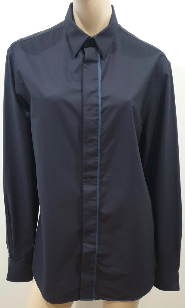 ARMANI COLLEZIONI Menswear Navy Blue Cotton Contrast Trim Formal Shirt L