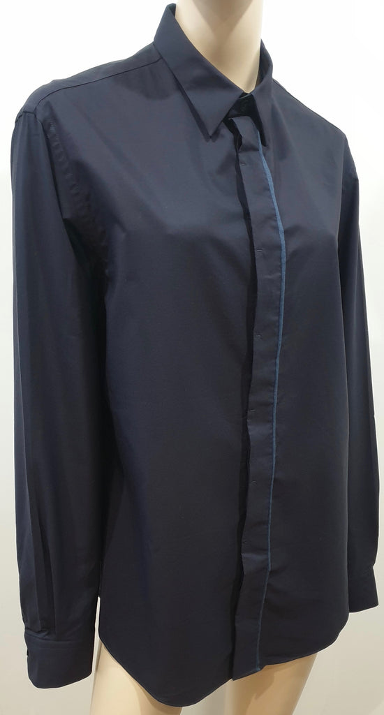 ARMANI COLLEZIONI Menswear Navy Blue Cotton Contrast Trim Formal Shirt L