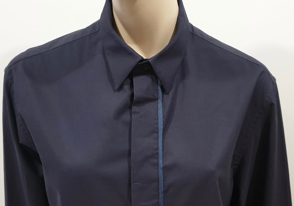 ARMANI COLLEZIONI Menswear Navy Blue Cotton Contrast Trim Formal Shirt L
