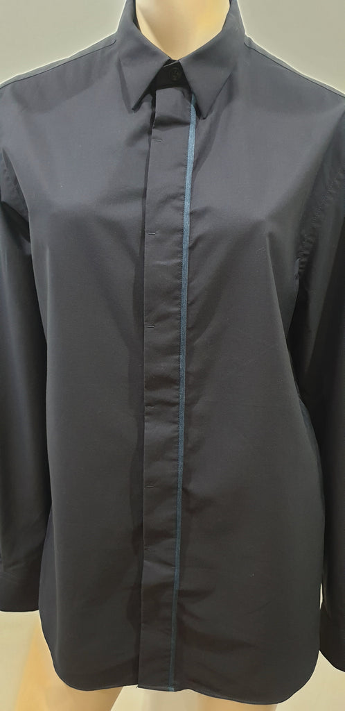 ARMANI COLLEZIONI Menswear Navy Blue Cotton Contrast Trim Formal Shirt L