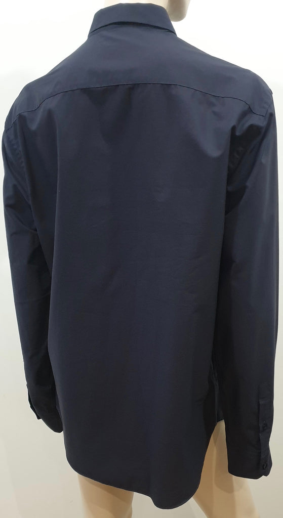 ARMANI COLLEZIONI Menswear Navy Blue Cotton Contrast Trim Formal Shirt L